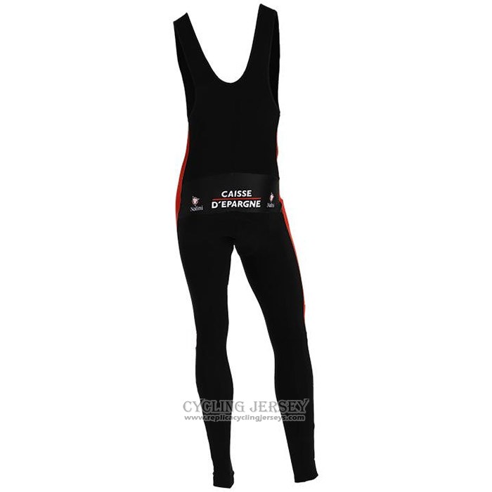 2020 Cycling Jersey Caisse D'epargne Black Red Long Sleeve And Bib Tight